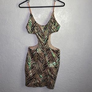 Zebra style sequence woman's dress